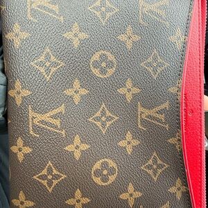 Monogram Canvas Envelope Bag with Red Trim